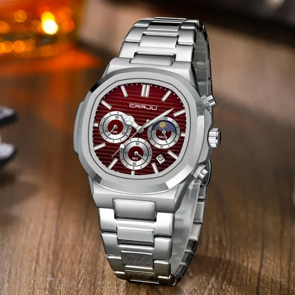 CRRJU Men's Watch Waterproof Luminous Wrist Watch Quartz Stainless Steel Watch for Men Pilot Top Brand Male Watches Chronograph 6