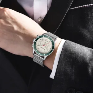 Men Panda Watches Date Chronograph Stop Quartz Watches Calendar Luminous Men`s Watch 42mm Dial 3ATM Relogio Masculino 5