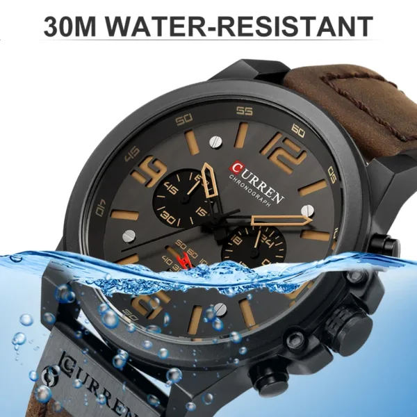 CURREN Mens Watches Top Luxury Brand Waterproof Sport Wrist Watch Chronograph Quartz Military Genuine Leather Relogio Masculino 4