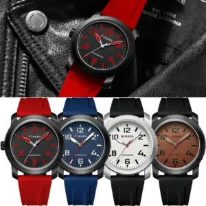 CURREN Fashion Simple Men's Watches with Big Numeral Dial Business Gentleman Quartz Wristwatch with Silicone Strap 6