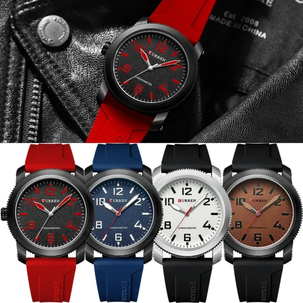 CURREN Fashion Simple Men's Watches with Big Numeral Dial Business Gentleman Quartz Wristwatch with Silicone Strap 6