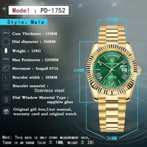 PAGANI DESIGN DD36 Gold Green V2 Men's Mechanical Watches Luxury Automatic Watch For Men 2024 New AR Sapphire glass Wrist watch 6