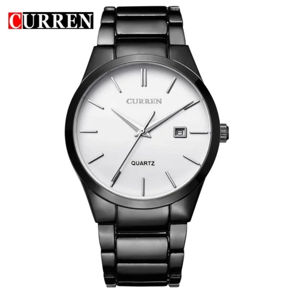 black Curren Top Brand Business Men Male Luxury Watch Casual Full steel Calendar Wristwatches quartz watches relogio masculino 5