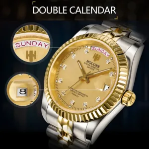 DD41mm HOLUNS Luxury Men Watches Japan MIYOTA Quartz Movt Stainless Steel Classic Business Golden Wristwatch Waterproof 2