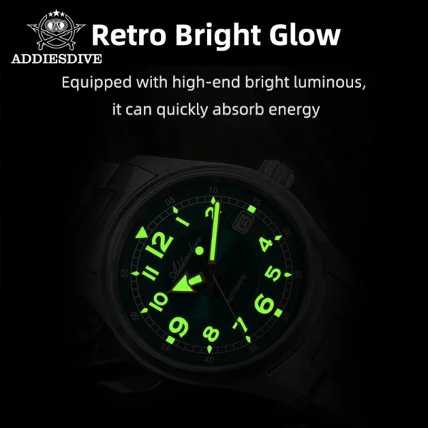 ADDIESDIVE New Watch For Men Sapphire NH35 Automatic 39mm Sunburst Dial Retro Luminous Dress WristWatch 200m Waterproof Watch 3