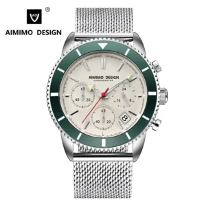 Men Panda Watches Date Chronograph Stop Quartz Watches Calendar Luminous Men`s Watch 42mm Dial 3ATM Relogio Masculino 2