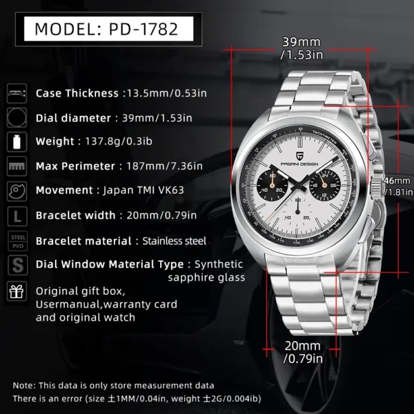 PAGANI DESIGN 2024 New Panda Dial Men Watches Luxury Quartz Watch For Men Japan VK63 Sport Chronograph Sapphire glass Wristwatch 6