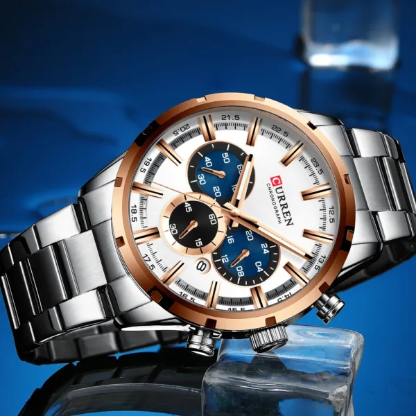 CURREN Mens Watches Top Brand Luxury Fashion Business Quartz Watch Men Sport Full Steel Waterproof Black Clock relogio masculino 4