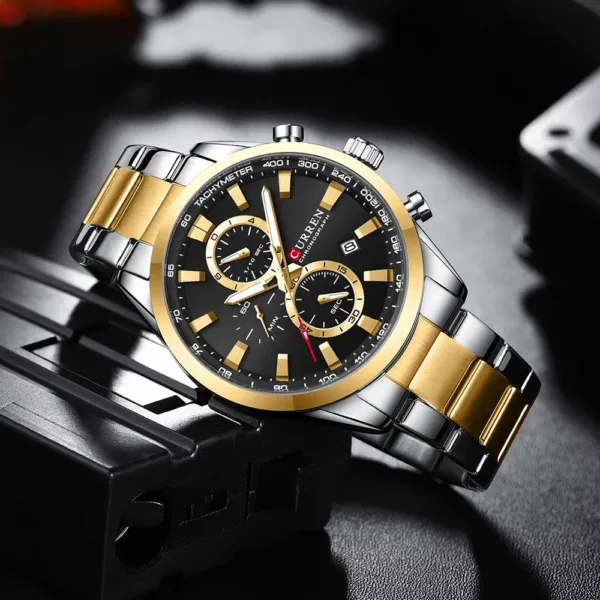 CURREN Quartz Chrono Sport Watch Brands for Men - Stainless Steel Bracelet and Multifunctional Dial 4