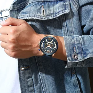 2021 CURREN Men Watches Top Brand Luxury Blue Leather Chronograph Sport Watch For Men Fashion Date Waterproof Clock Reloj Hombre 6