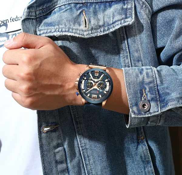 2021 CURREN Men Watches Top Brand Luxury Blue Leather Chronograph Sport Watch For Men Fashion Date Waterproof Clock Reloj Hombre 6