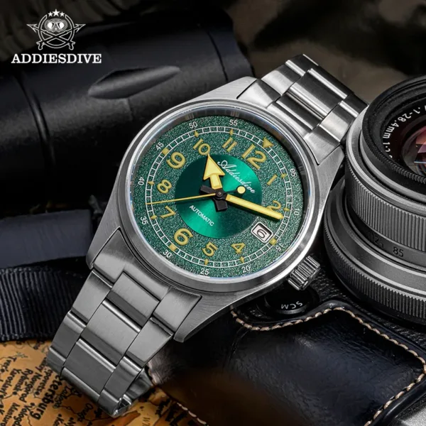 ADDIESDIVE New Watch For Men Sapphire NH35 Automatic 39mm Sunburst Dial Retro Luminous Dress WristWatch 200m Waterproof Watch 4