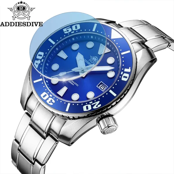 ADDIESDIVE Men’s Automatic NH35 Stainless Steel Watch – 20ATM Waterproof Sapphire 4