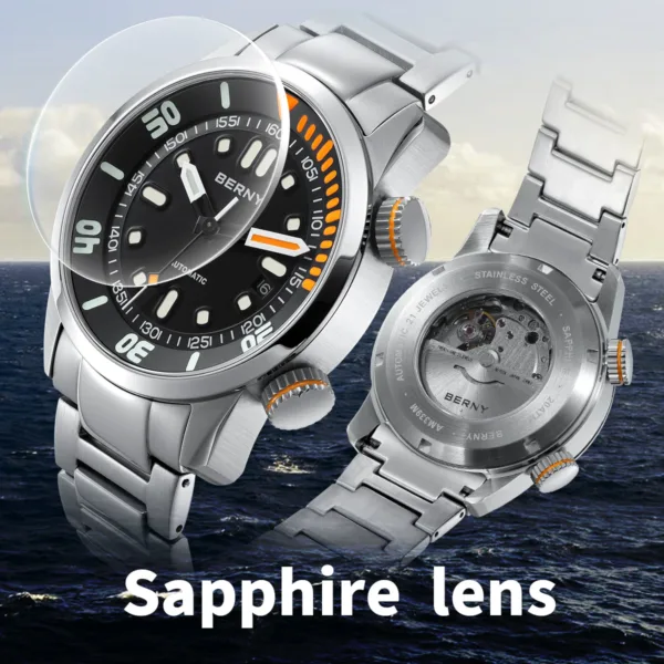 BERNY Automatic Dive Watch for Men Super Luminous Original Design 20ATM Diver Wristwatch Sapphire, Local Warehouse Fast Delivery 2