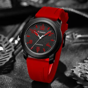 CURREN Fashion Simple Men's Watches with Big Numeral Dial Business Gentleman Quartz Wristwatch with Silicone Strap 4