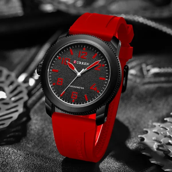 CURREN Fashion Simple Men's Watches with Big Numeral Dial Business Gentleman Quartz Wristwatch with Silicone Strap 4