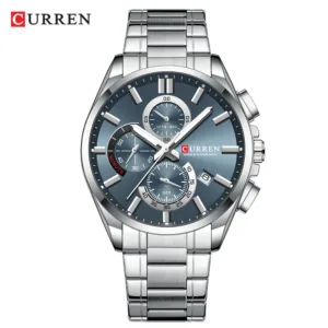 CURREN Men's Watches Top Brand Luxury Watch for Men Original Waterproof Stainless Steel Chronograph Moon Phase Date Rota Dial 2