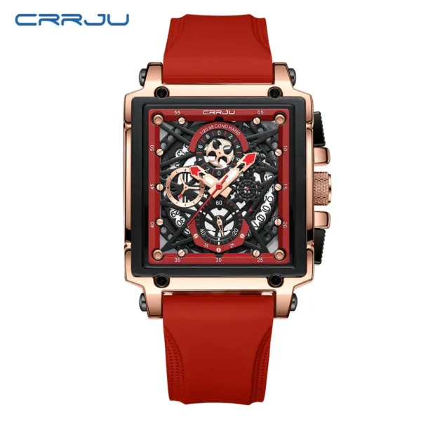 CRRJU Fashion Sports Watches with Large Dial Unique RectangularHollow Design Quartz Wristwatches with Chrongraph Auto Date 2
