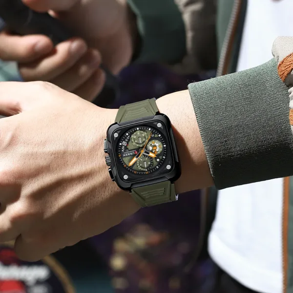 Sport Watch Silicone Strap Chronograph Men Quartz Military Watch Waterproof Wrist Watches Relogio Masculino Man Clock 5