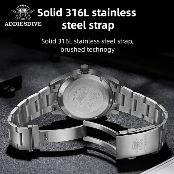 ADDIESDIVE New Watch For Men Sapphire NH35 Automatic 39mm Sunburst Dial Retro Luminous Dress WristWatch 200m Waterproof Watch 6