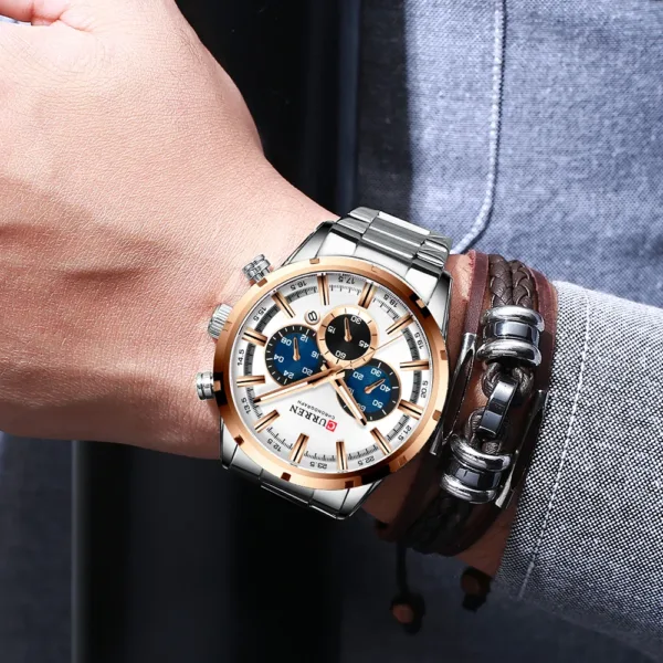 CURREN Mens Watches Top Brand Luxury Fashion Business Quartz Watch Men Sport Full Steel Waterproof Black Clock relogio masculino 5