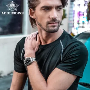 ADDIESDIVE Stainless Steel Watch Men's European and American Business Leisure Quartz Watch Waterproof Outdoor Sports Watch 6