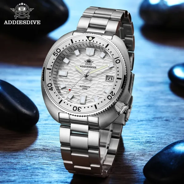 ADDIESDIVE Automatic Mechanical Watch Man Silver Premium Business Casual Waterproof Watch NH35A 316L Stainless Steel Men's Watch 1