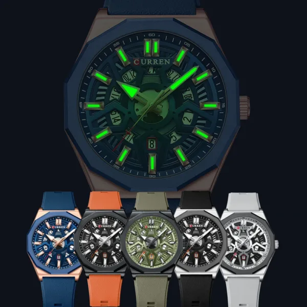 CURREN Men's Luxury Military Sports Silicone Waterproof Quartz Wrist Watch Fashion Clock Relogio Masculino 2