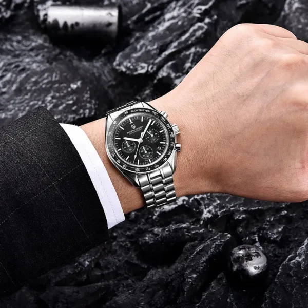 PAGANI DESIGN 2025 New Moon Men's Watches Luxury Quartz Watch For Men AR Sapphire Glass 100M Waterproof Wristwatch Chronograph 5