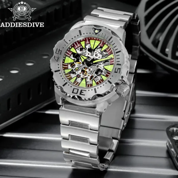ADDIESDIVE Skeleton Automatic Diver Watch – Sapphire & BGW9 Luminous, 200m 3
