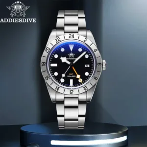 ADDIESDIVE Top Brand 39mm Quartz GMT Watches 20Bar Waterproof Luminous Bubble Mirror Sport Glass Watch for Men Relogio Masculino 6