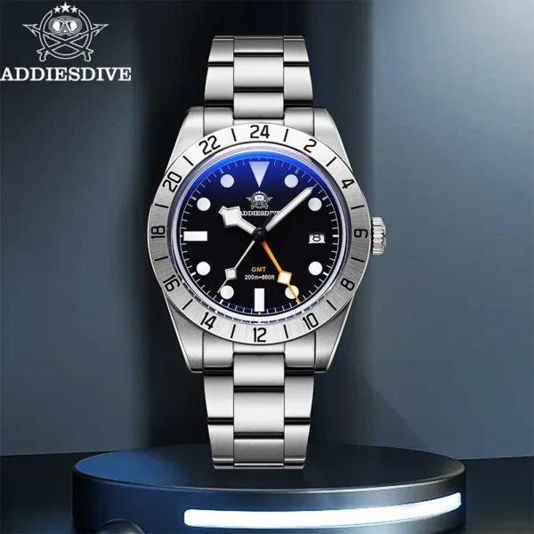 ADDIESDIVE Top Brand 39mm Quartz GMT Watches 20Bar Waterproof Luminous Bubble Mirror Sport Glass Watch for Men Relogio Masculino 6