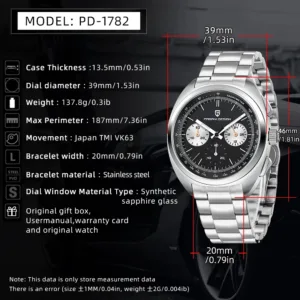 PAGANI DESIGN Men's Watches Luxury Dial Retro Chronograph AR Sapphire Quartz Watch For Men Leather Gift Clock Reloj Hombre 2025 6