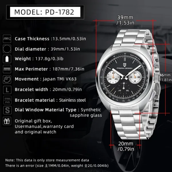 PAGANI DESIGN Men's Watches Luxury Dial Retro Chronograph AR Sapphire Quartz Watch For Men Leather Gift Clock Reloj Hombre 2025 6