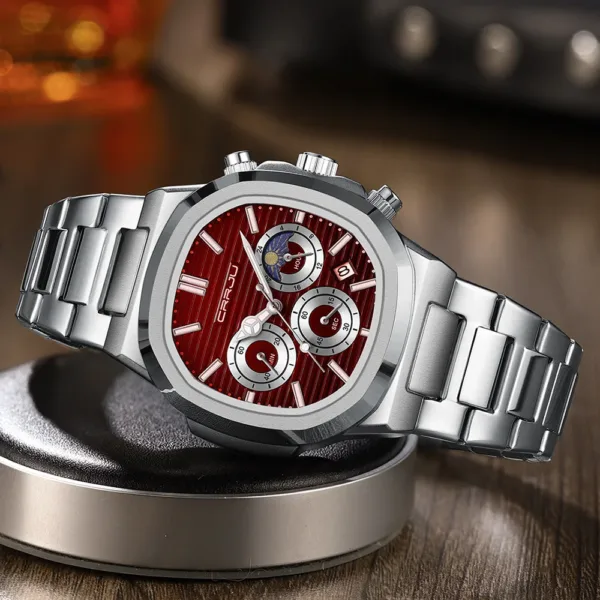 CRRJU Men's Watch Waterproof Luminous Wrist Watch Quartz Stainless Steel Watch for Men Pilot Top Brand Male Watches Chronograph 5