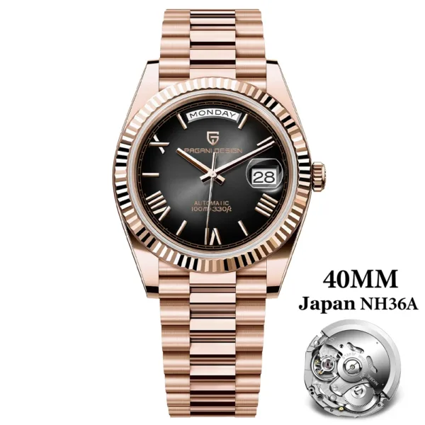 PAGANI DESIGN DD40 Luxury Rose Gold Automatic Watch Men Japan NH36A Mechanical Wristwatch Men Stainless steel Waterproof Watches 2
