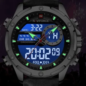 NAVIFORCE Military Watches for Men Fashion Sport Chronograph Alarm Wristwatch Waterproof Quartz Big Clock Digital Male Watch 2