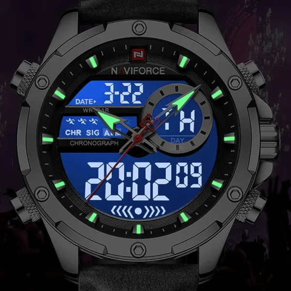 NAVIFORCE Military Watches for Men Fashion Sport Chronograph Alarm Wristwatch Waterproof Quartz Big Clock Digital Male Watch 2