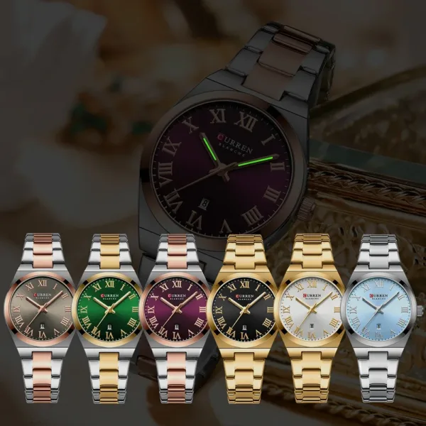 CURREN Watch Women,Watches for Women,Ladies Watches,Waterproof Fashion Dress Stainless Steel Bracelet Analog Watches Date 5