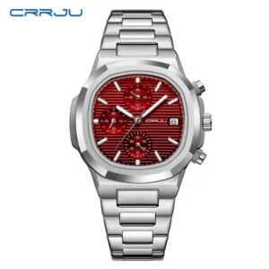 CRRJU Luxury Man Watch Business Waterproof Male Clock Luminous Date Stainless Steel Square Quartz Men Watch reloj hombre 2024 2