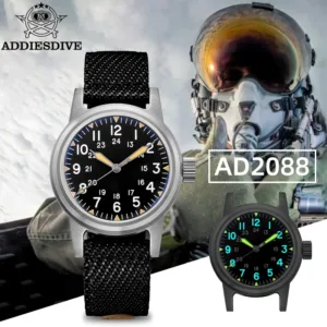 ADDIESDIVE 36mm Men's Automatic Watch NH35A Movement Bubble Mirror Glass Men's Analog Mechanical Watches with Nylon Strap AD2088 1
