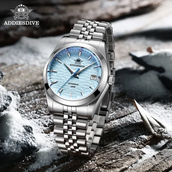 ADDIESDIVE Automatic Mechanical Watch Man European American Business Leisure Wristwatch Luxury Silver Luminous Waterproof Watch 4