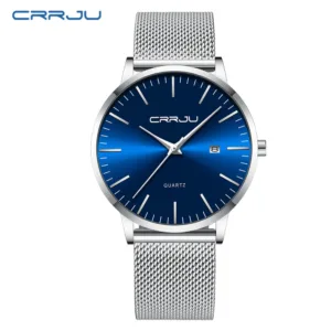 CRRJU Watch for Men, Stainless Steel 40mm with Mesh Strap Mens Watches,Classic Ultra Slim 7mm Men's Wrist Watches Automatic 2