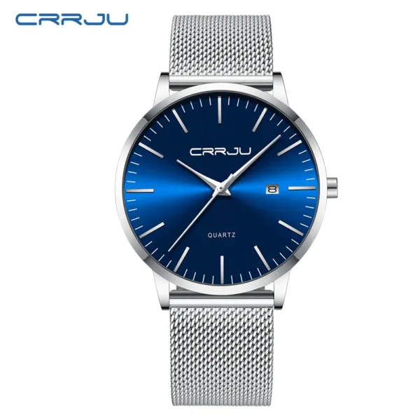 CRRJU Watch for Men, Stainless Steel 40mm with Mesh Strap Mens Watches,Classic Ultra Slim 7mm Men's Wrist Watches Automatic 2