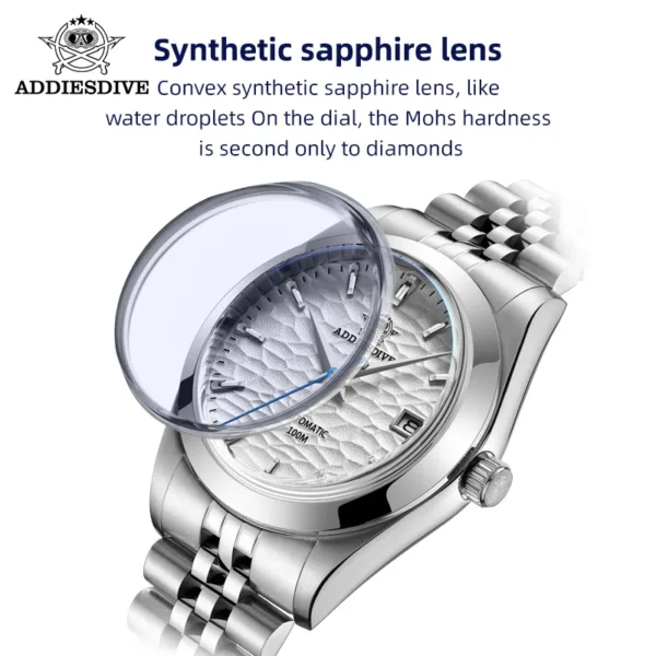 ADDIESDIVE Automatic Mechanical Watch Man European American Business Leisure Wristwatch Luxury Silver Luminous Waterproof Watch 6