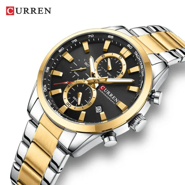 CURREN Quartz Chrono Sport Watch Brands for Men - Stainless Steel Bracelet and Multifunctional Dial 3