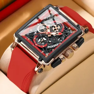 CRRJU Fashion Sports Watches with Large Dial Unique RectangularHollow Design Quartz Wristwatches with Chrongraph Auto Date 1