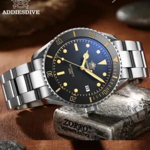 ADDIESDIVE Business Vintage Leather Automatic Mechanical Watch – 200m Waterproof 1