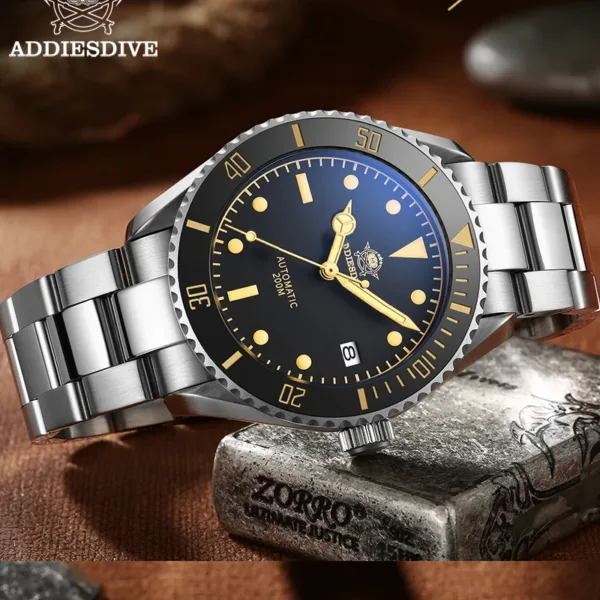 ADDIESDIVE Business Vintage Leather Automatic Mechanical Watch – 200m Waterproof 1