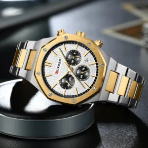 CURREN Temperament Men Luxury Fashion Design Gold Men Watches Multifunction Luminous Quartz Male WristWatch Relogio Masculino 2